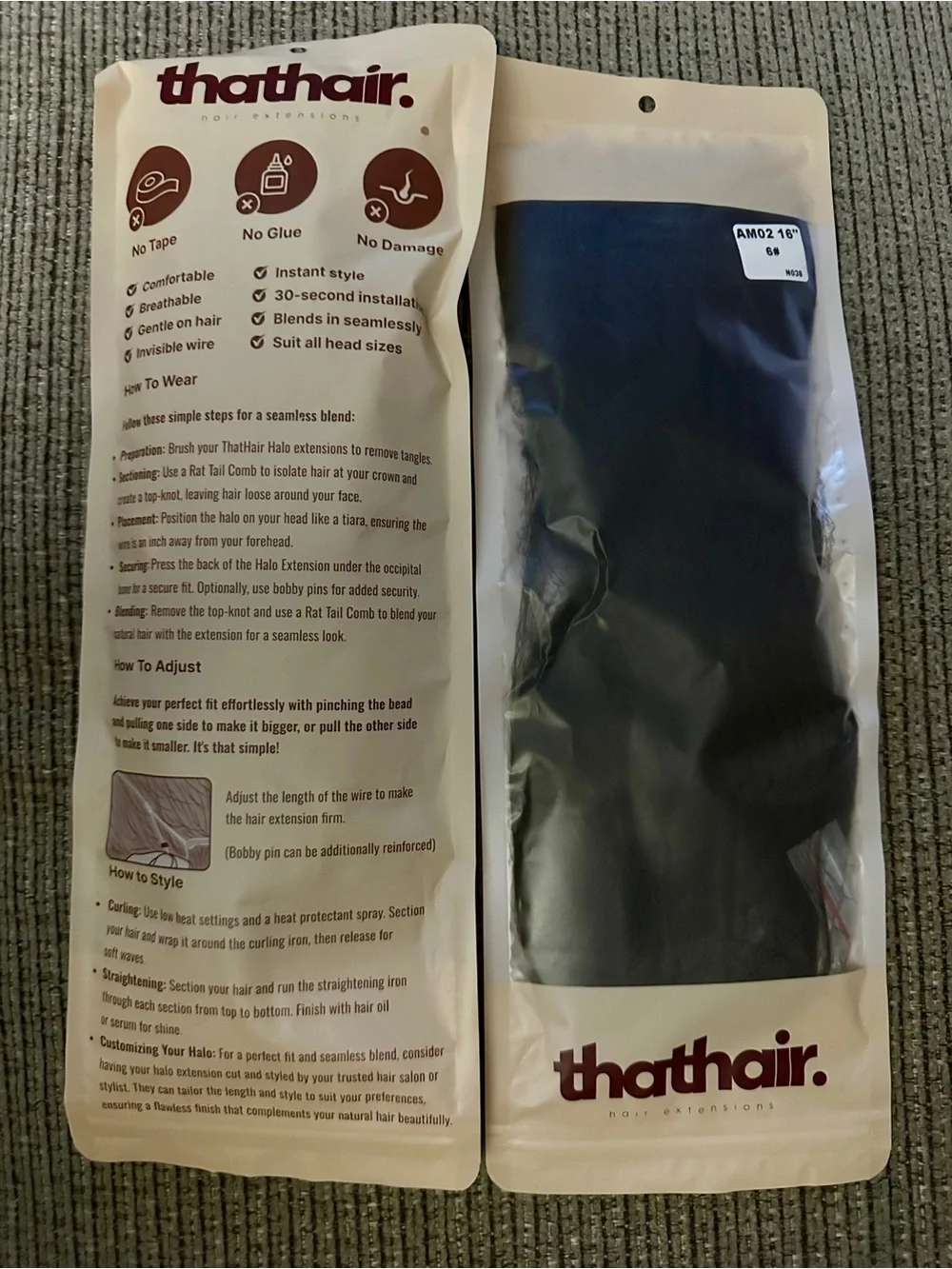 Dark Brown Invisible Hair Extensions – Curly and Straight Set